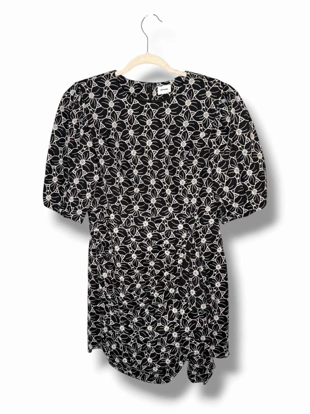 Black & White Floral Short Sleeve Mini Dress